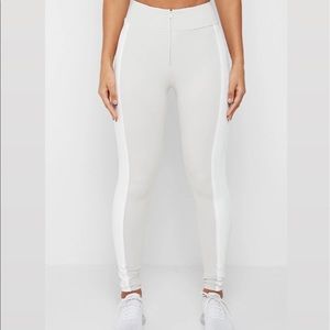 HIGH WAISTED PIPED LEGGINGS - STONE GREY, SMALL